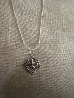 Compass Pendant Necklace in Silver